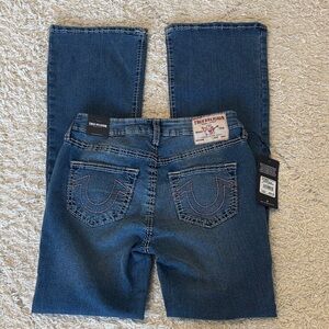 NWT True Religion Women's Dark Blue mid rise bootcut Leg Jeans